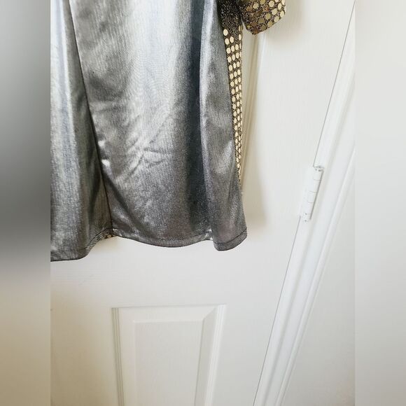 Vintage Trimmings Golden Shimmer Disco Sparkle Mirror Short Sleeve Blous… - Picture 12 of 12